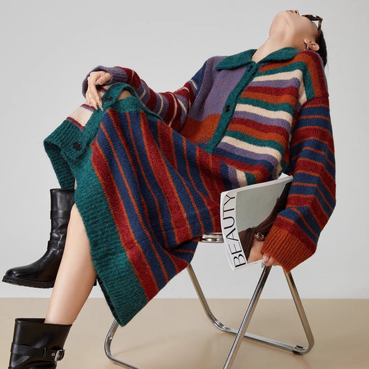 Rayure Rétro Manteau