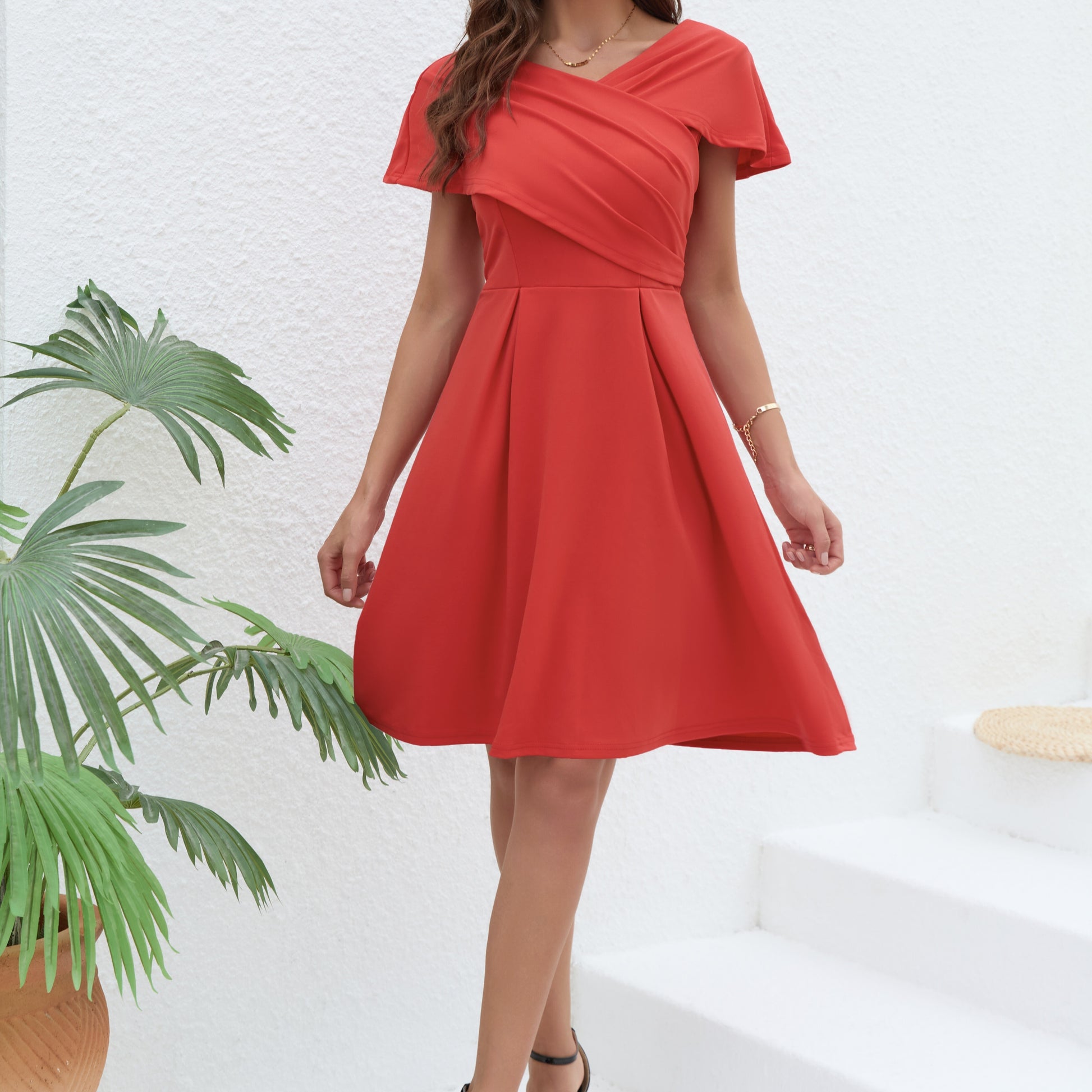 V-Neck Pleated Chic