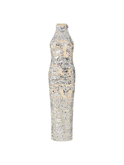 Vionnet Sequin Halter Maxi