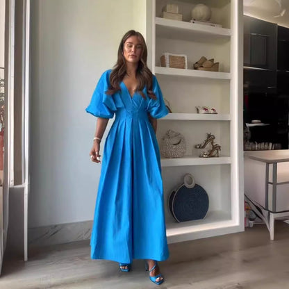 Azure Grace Pleated Gown