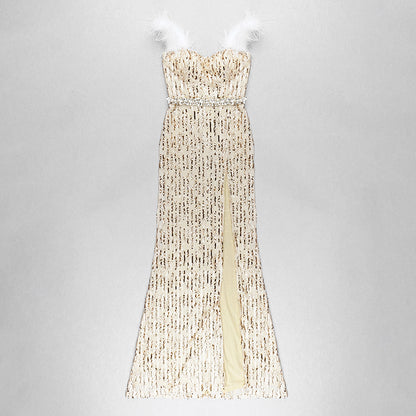 Valentoro Feathered Elegance Gown