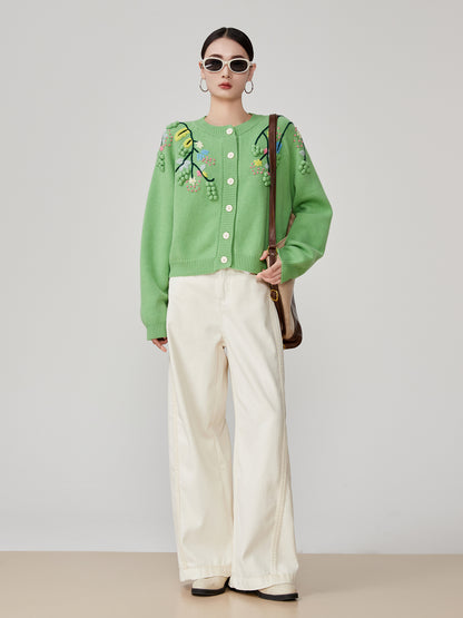 Vert Brodé Cardigan"
