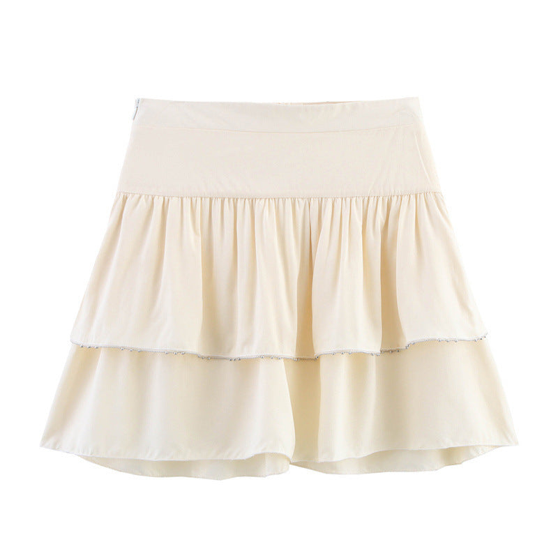 Crimson Laminated Flare Mini Skirt