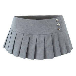 Vintage Low-Waist Pleated A-Line Skirt