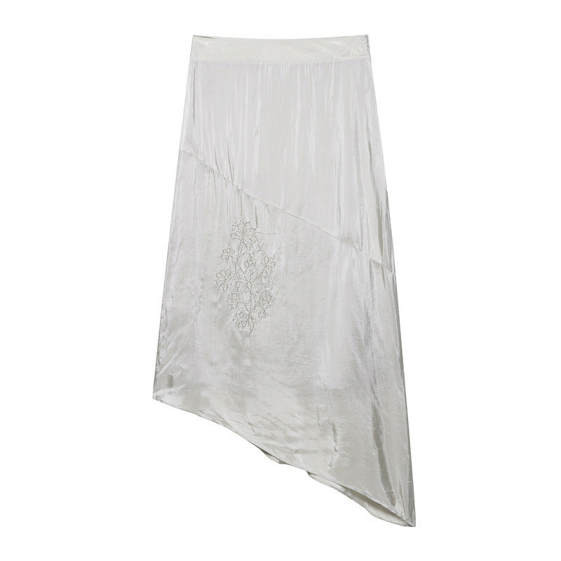 Ebony Embroidered Asymmetry Skirt