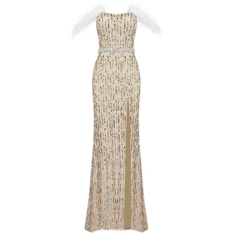 Valentoro Feathered Elegance Gown