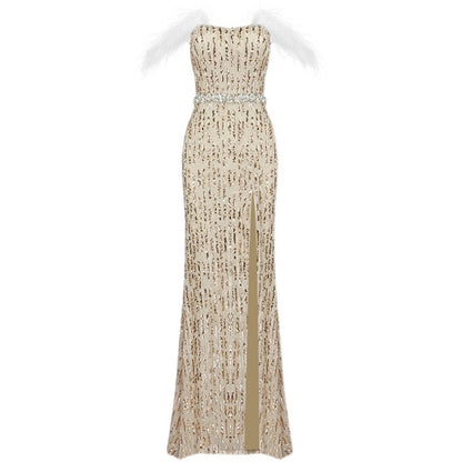 Valentoro Feathered Elegance Gown