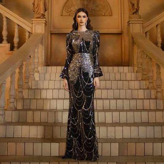 Velasca Sequin Fishtail Gown