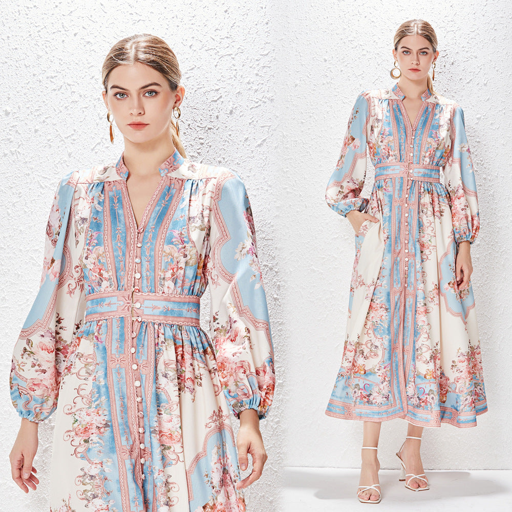 Vionnet Print Lantern Dress