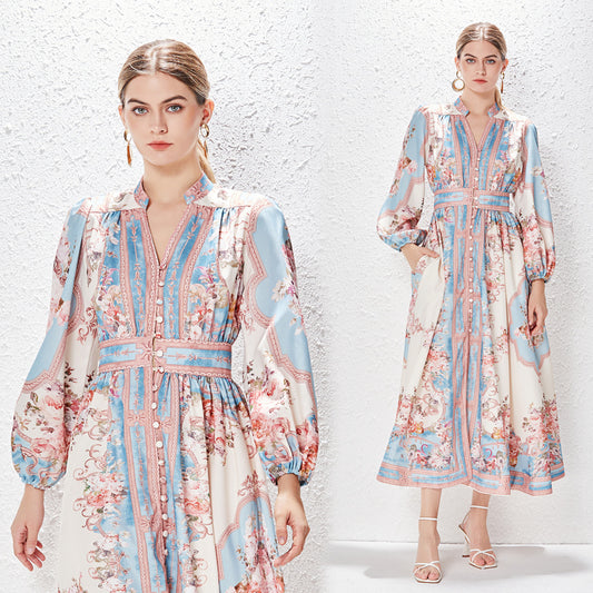 Vionnet Print Lantern Dress
