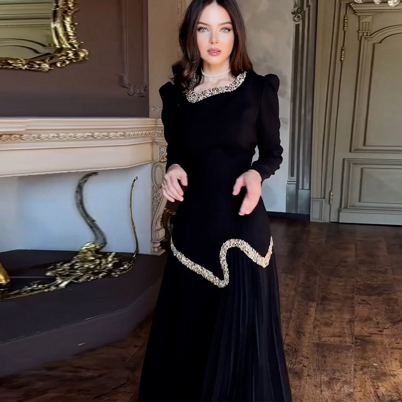 Velasca Pleated Sequin Gown