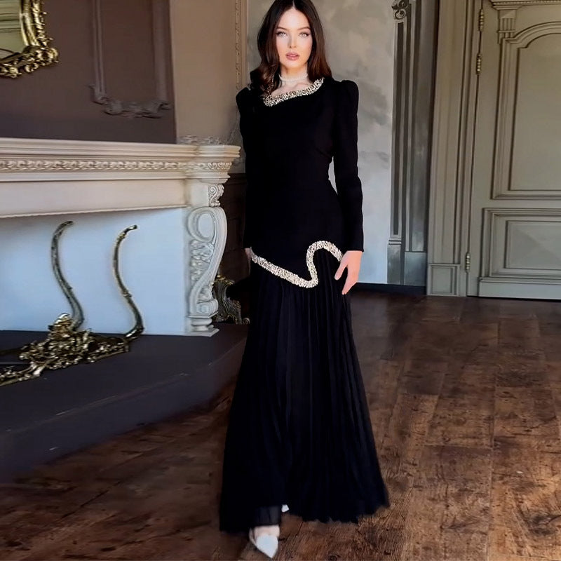 Velasca Pleated Sequin Gown