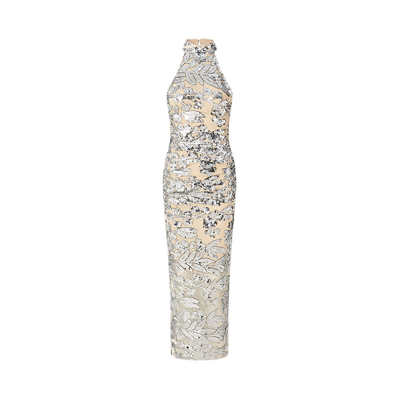 Vionnet Sequin Halter Maxi