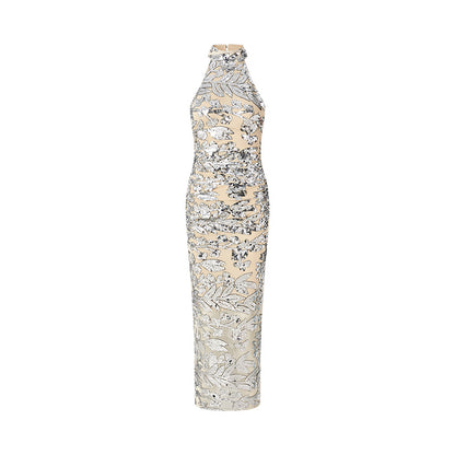Vionnet Sequin Halter Maxi
