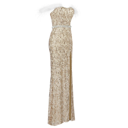 Valentoro Feathered Elegance Gown