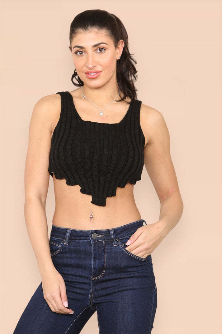 Vionnet Asymmetric Knit Crop Vest