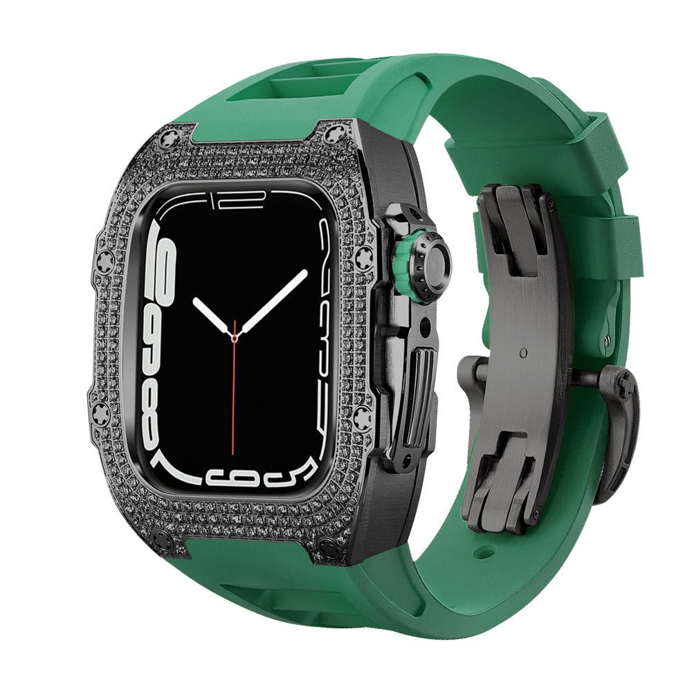 Velasca Diamond Case Watch Strap - ALIZAVelasca Diamond Case Watch StrapVelasca Diamond Case Watch StrapVelasca Diamond Case Watch StrapmenALIZAALIZAShadow Black with Emerald StrapVelasca Diamond Case Watch Strap44mm