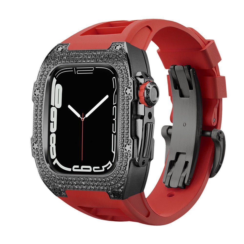 Velasca Diamond Case Watch Strap - ALIZAVelasca Diamond Case Watch StrapVelasca Diamond Case Watch StrapVelasca Diamond Case Watch StrapmenALIZAALIZARaven Black with Crimson StrapVelasca Diamond Case Watch Strap44mm