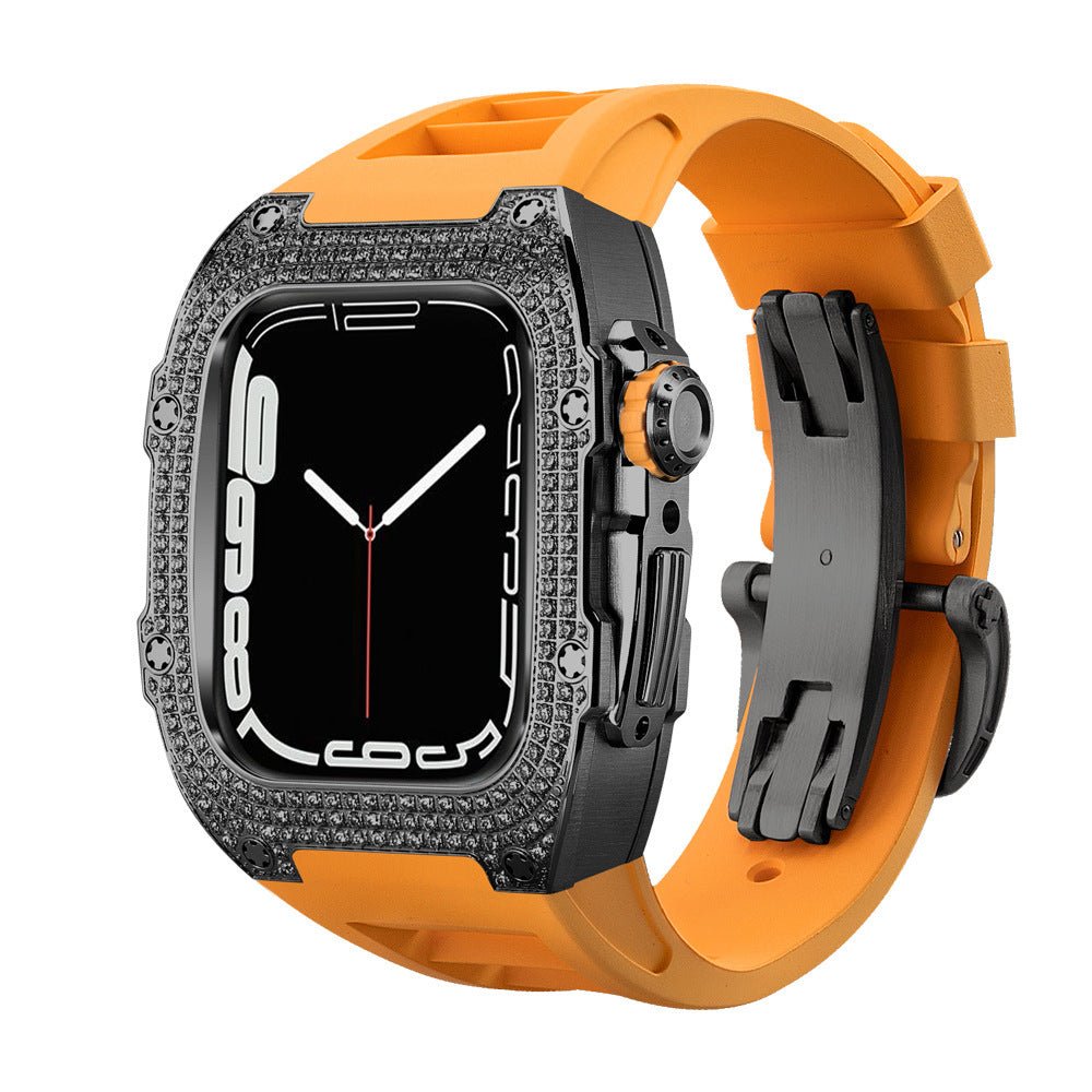 Velasca Diamond Case Watch Strap - ALIZAVelasca Diamond Case Watch StrapVelasca Diamond Case Watch StrapVelasca Diamond Case Watch StrapmenALIZAALIZAEclipse Black with Amber StrapVelasca Diamond Case Watch Strap44mm