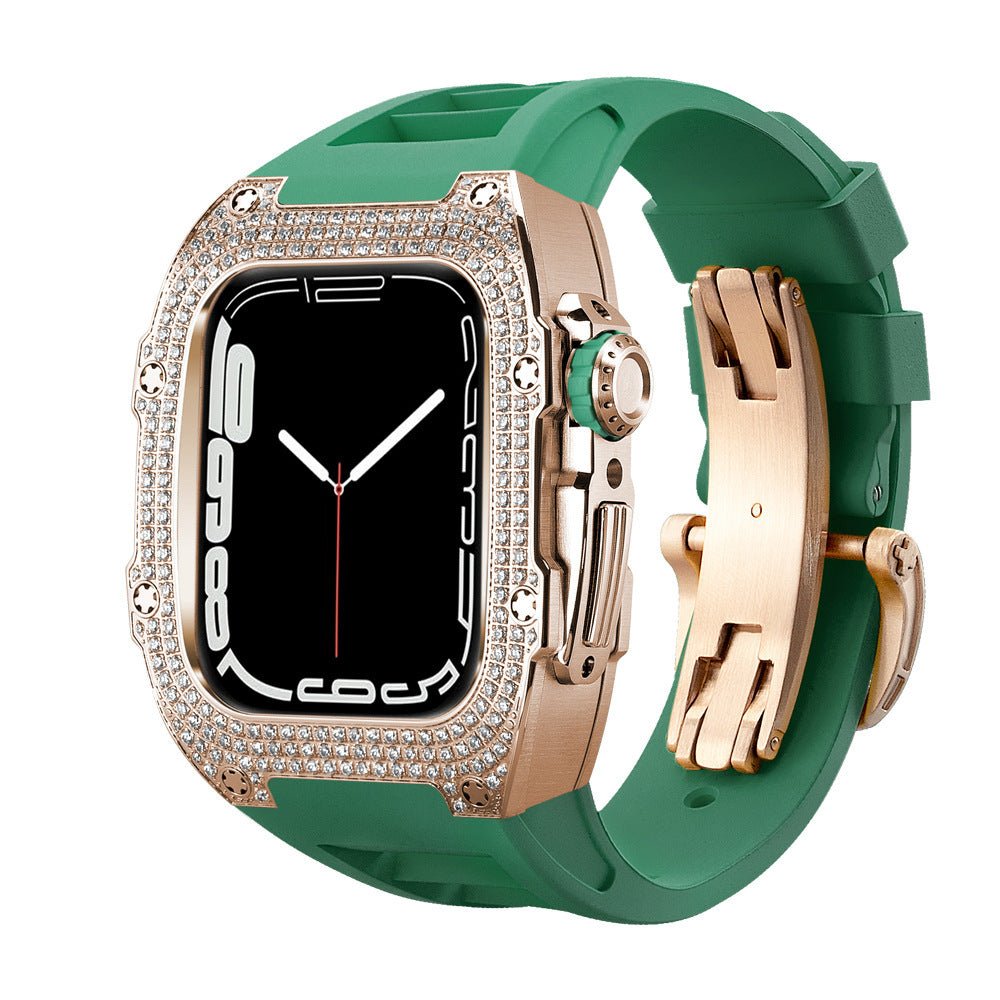 Velasca Diamond Case Watch Strap - ALIZAVelasca Diamond Case Watch StrapVelasca Diamond Case Watch StrapVelasca Diamond Case Watch StrapmenALIZAALIZABlush Gold with Jade StrapVelasca Diamond Case Watch Strap44mm
