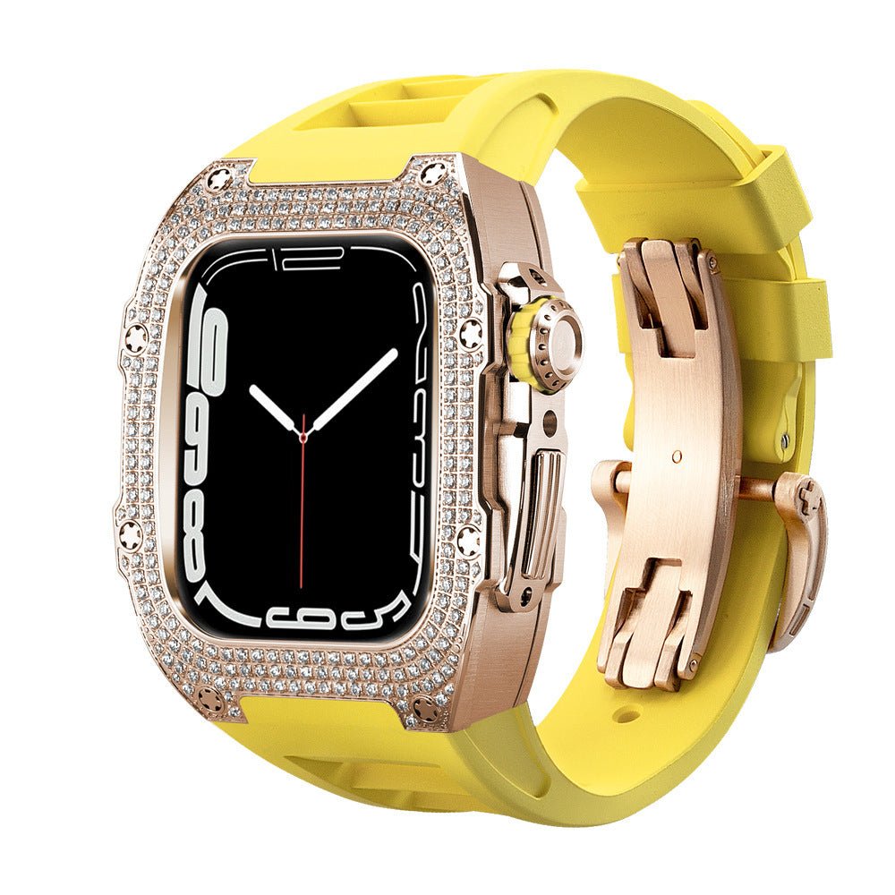 Velasca Diamond Case Watch Strap - ALIZAVelasca Diamond Case Watch StrapVelasca Diamond Case Watch StrapVelasca Diamond Case Watch StrapmenALIZAALIZABlush Gold with Marigold StrapVelasca Diamond Case Watch Strap44mm