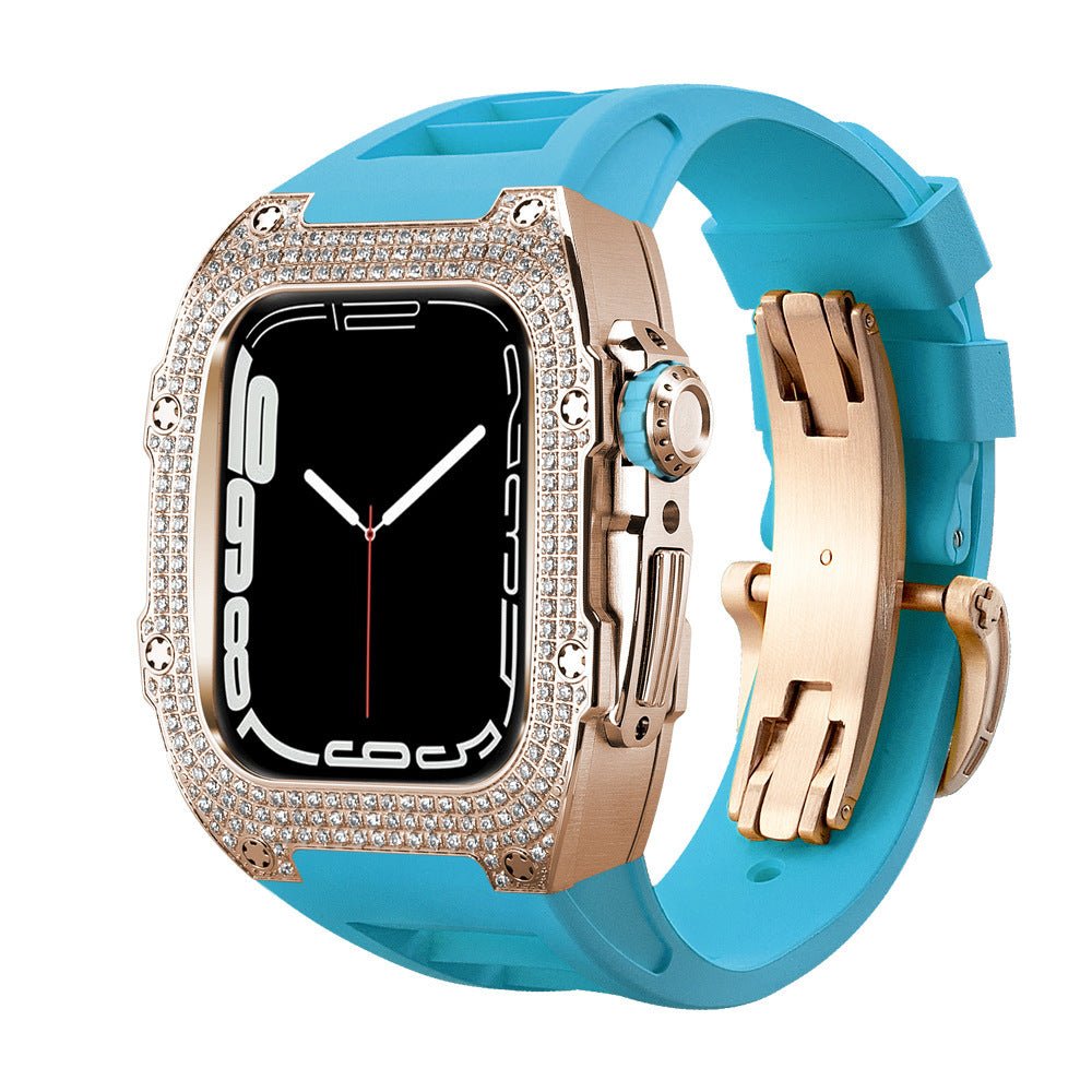 Velasca Diamond Case Watch Strap - ALIZAVelasca Diamond Case Watch StrapVelasca Diamond Case Watch StrapVelasca Diamond Case Watch StrapmenALIZAALIZABlush Gold with Sapphire StrapVelasca Diamond Case Watch Strap44mm