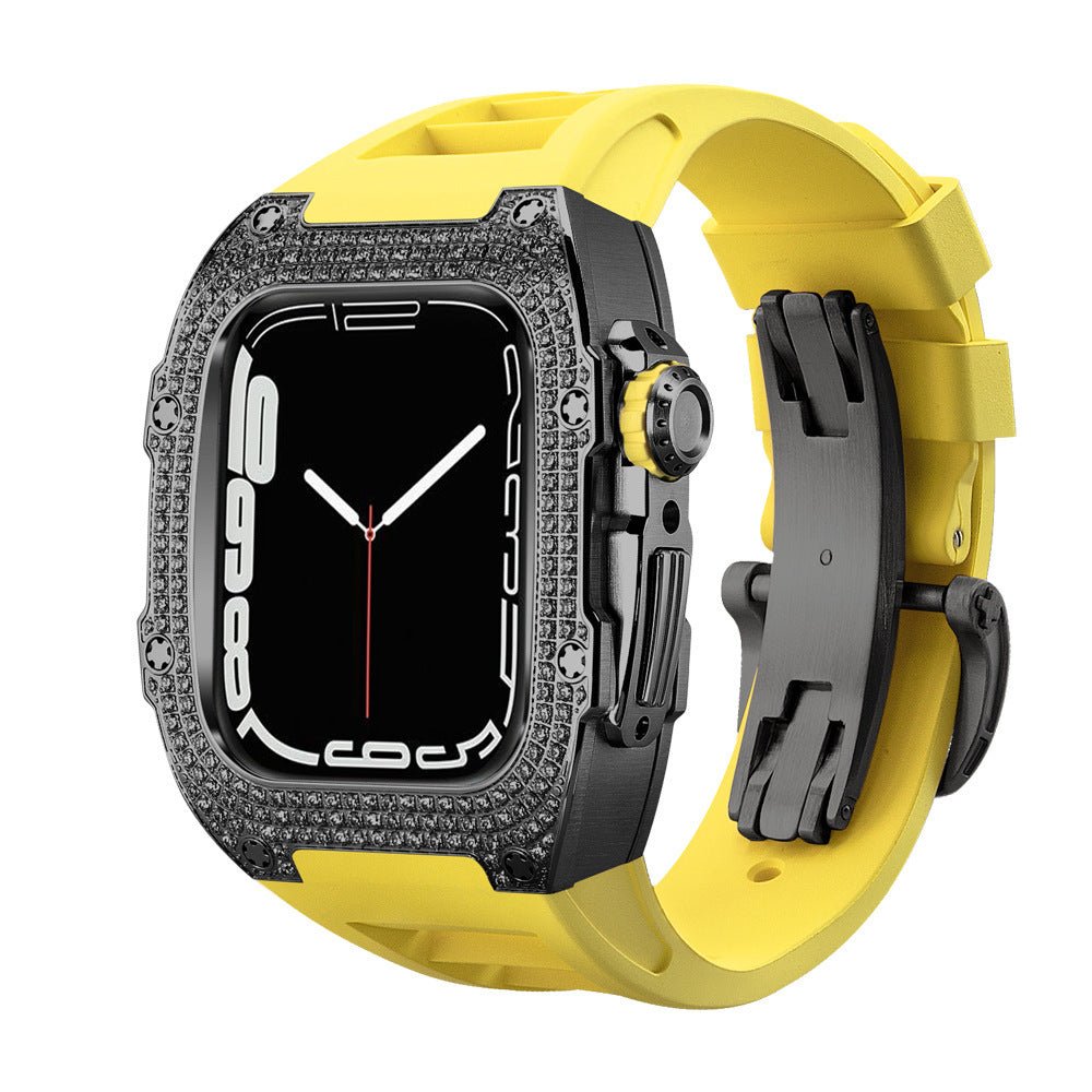 Velasca Diamond Case Watch Strap - ALIZAVelasca Diamond Case Watch StrapVelasca Diamond Case Watch StrapVelasca Diamond Case Watch StrapmenALIZAALIZAJet Black with Sunrise StrapVelasca Diamond Case Watch Strap44mm